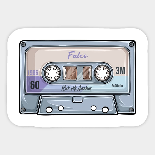 Falco Vintage Classic Cassette Tape Sticker by PowelCastStudio